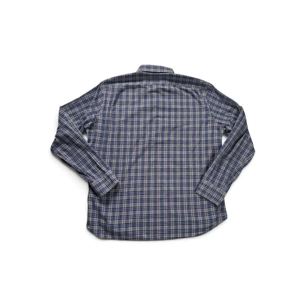 J.Crew Slim Fit Plaid Button Down Shirt Mens XL Blue Grey Long Sleeve Cotton